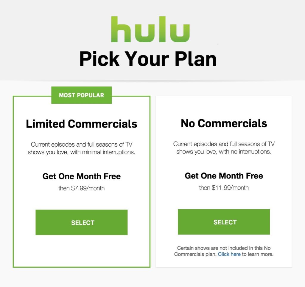 Hulu's subscription plans